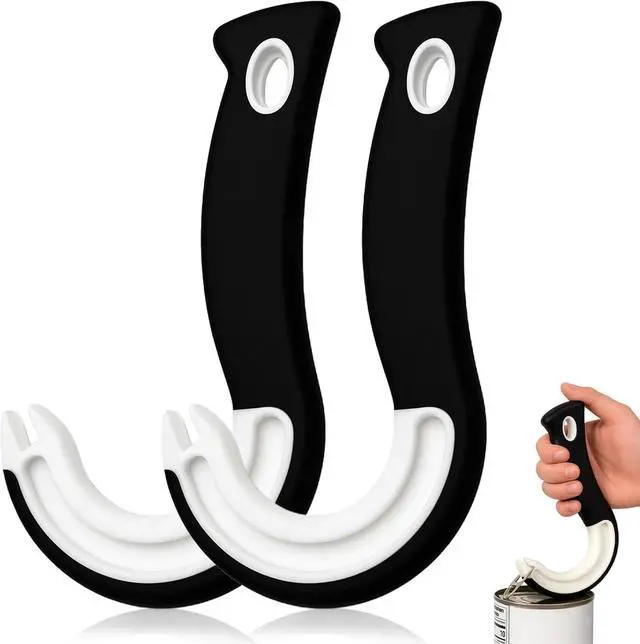 Main image of 2-Pack Hook-shaped Can Opener, Easy-Grip Ring Pull Can Opener for Soda, Fruit Cans, Food Cans & Tins for Kitchen Use
