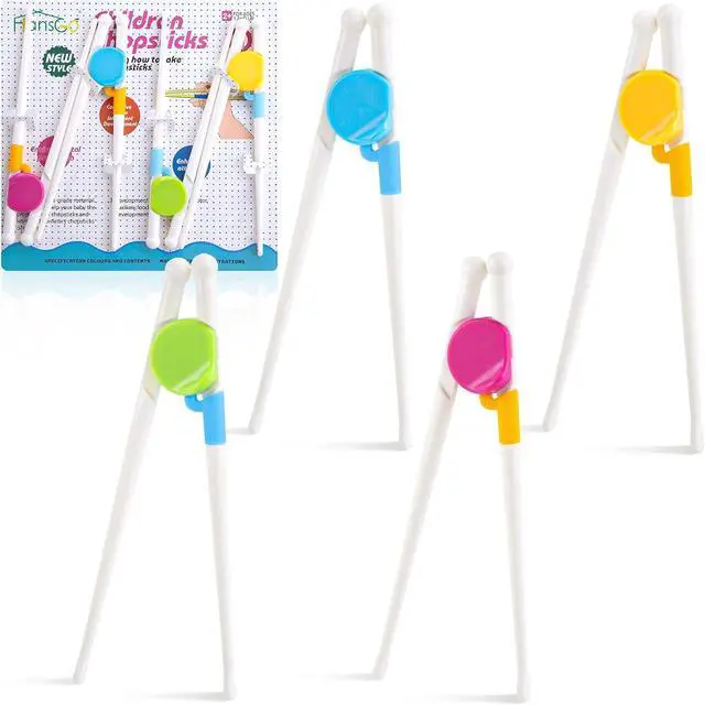 Main image of HANSGO Kids Chopsticks, 4 Pairs Training Chopsticks for Kids | Toddlers & Beginners Learning Utensil for Daily Meals, Home, School Lunch & Family Dining, Hand Eye Coordination Development