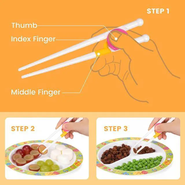 Alt view image 3 of 7 - HANSGO Kids Chopsticks, 4 Pairs Training Chopsticks for Kids | Toddlers & Beginners Learning Utensil for Daily Meals, Home, School Lunch & Family Dining, Hand Eye Coordination Development