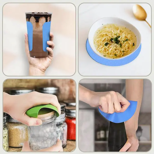 Alt view image 6 of 6 - Imeepa 4PCS Rubber Jar Opener Gripper Pads for Seniors (Blue+Green) | Non-Slip Rubber Grips Open Tight Jars Easily. Ideal for Arthritis, Weak Hands. 4-Piece Set, Versatile For Bottles & Cans