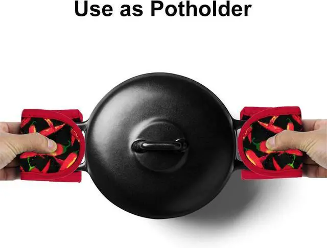 Alt view image 7 of 7 - Evoio Cast Iron Skillet Pot Pan Hot Handle Holder Covers (2-Pack Black) | Pot Handle Covers Heat Resistant Pot Skillet Hot Handle Sleeves Mitt Cover for Kitchen, BBQ and Baking Cookware