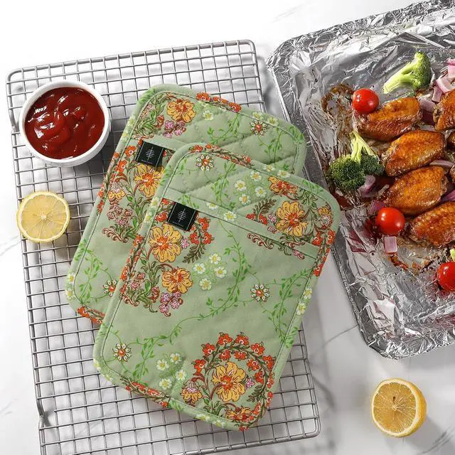 Alt view image 4 of 7 - BONTHEE Pot Holders for Kitchen Heat Resistant Hot Pads for Countertops Oven Pot Holders Cotton Potholders for Kitchen Cooking Baking - 2PCS