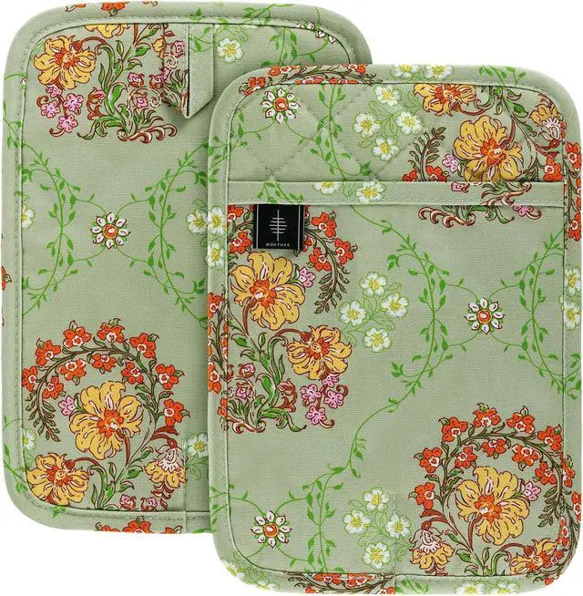 Main image of BONTHEE Pot Holders for Kitchen Heat Resistant Hot Pads for Countertops Oven Pot Holders Cotton Potholders for Kitchen Cooking Baking - 2PCS