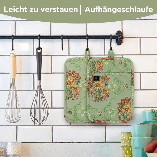 Alt view image 7 of 7 - BONTHEE Pot Holders for Kitchen Heat Resistant Hot Pads for Countertops Oven Pot Holders Cotton Potholders for Kitchen Cooking Baking - 2PCS