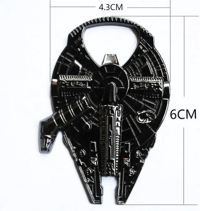 Alt view image 3 of 7 - Metal Star Millenium Falcon Metal Bottle Opener - Non-magnetic Opener 2.4" Version