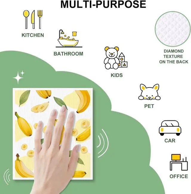 Alt view image 4 of 7 - Swedish Dishcloths for Kitchen, Reusable Paper Towels, 4 Pack | Super Absorbent & Washable Dish Rags, Non-Scratch Cellulose Sponge Cloths for Washing Dishes, Dishwasher Safe, Biodegradable