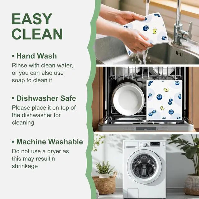 Alt view image 6 of 7 - Swedish Dishcloths for Kitchen, Reusable Paper Towels, 4 Pack | Super Absorbent & Washable Dish Rags, Non-Scratch Cellulose Sponge Cloths for Washing Dishes, Dishwasher Safe, Biodegradable