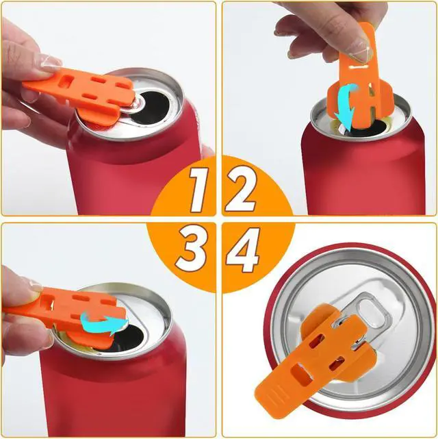 Alt view image 4 of 7 - Pack of 24 Plastic Manual Easy Can Opener, Can Cover Protector Leakproof Can Top Ring Pull Opener Tool for Coke, Beer, Soda, Drinks