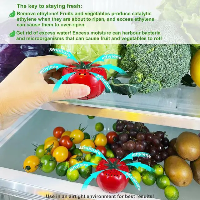Alt view image 4 of 7 - 2 Pack Produce Freshness Preserver Saver Kit, Fresh Vegetable Savers | Keep Fruits & Vegetables Fresh Longer, Ethylene Gas and Odor Absorber in Refrigerator, Activated Carbon Filter Removes Odor