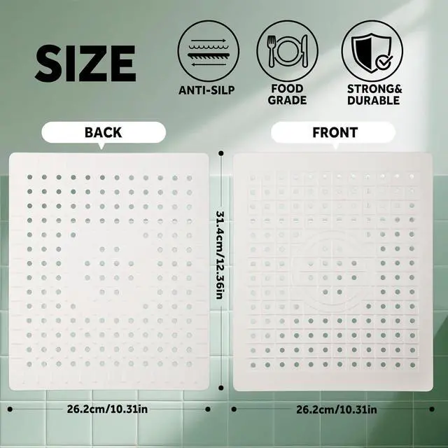 Alt view image 2 of 7 - GeeRic Kitchen Sink Mat 12.36 x 10.28" Dish Drying Mat | Sink Protector Mats Non-Slip Dish Dry Mat Dishwasher Safe, Rectangular, Wthie