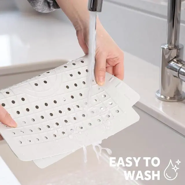 Alt view image 6 of 7 - GeeRic Kitchen Sink Mat 12.36 x 10.28" Dish Drying Mat | Sink Protector Mats Non-Slip Dish Dry Mat Dishwasher Safe, Rectangular, Wthie