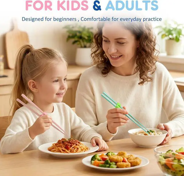 Alt view image 6 of 7 - 8 Pairs Training Chopsticks for Beginners, Fiberglass Japanese Chopstick | Training Chopsticks with Removable Helpers, Easy to Use Reusable Design, Dishwasher Safe, 8 Colors for Adults & Family Dining