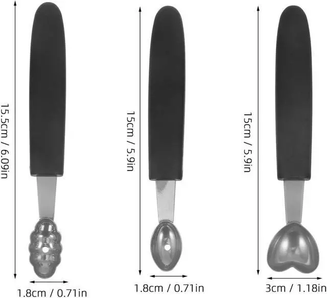 Alt view image 5 of 7 - OUNONA 3-Piece Stainless Steel Fruit Scooper Set Heavy Duty Ice Cream Scoop Tools for Melon Watermelon Dessert Kitchen Home Parties