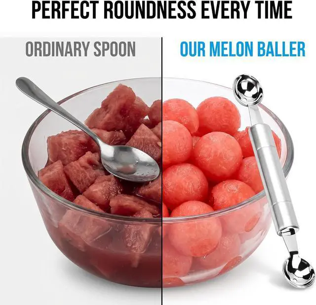 Alt view image 2 of 7 - 2 Pcs Double Ended Headed Fruit Icecream Ball Spoon Melon Baller Parisienne Scoop Smooth Round Melon Balls Melon Scoop for Watermelon/Ice 30mm Melon Ballers