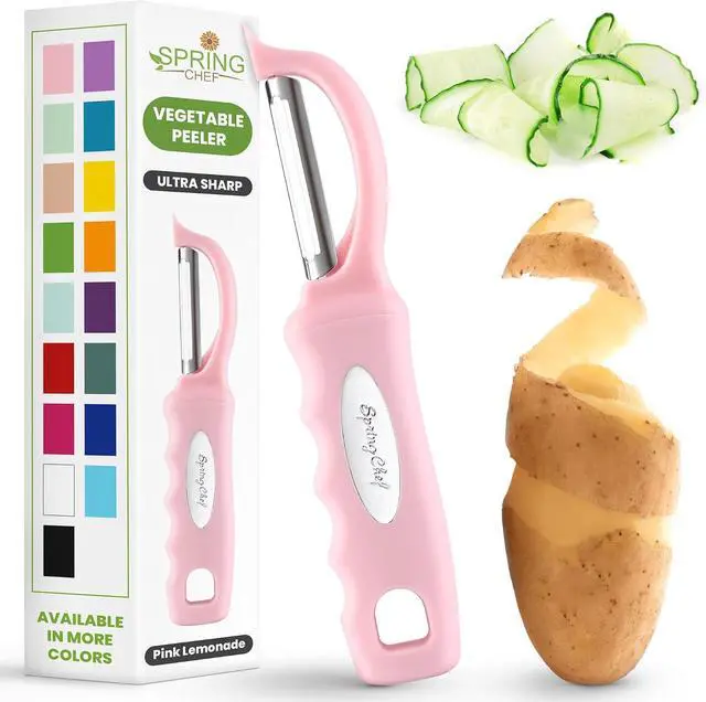 Main image of Spring Chef Swivel Vegetable Peeler with Soft Grip Handle, Pink Lemonade | Premium Potato Peeler w/ Ultra Sharp Stainless Steel Blades, Multifunctional Veggie Peeler for Apple, Carrot, Cucumber, Fruit