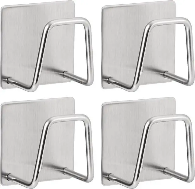 Main image of Adhesive Sponge Holder for Kitchen Sink, SUS304 Stainless Steel Scrubber Hanger Sink Caddy Accessories Storage Drain Rack Stand for Scratch Scrub Dishcloth Dishrag Steel Wool Strainer Stopper