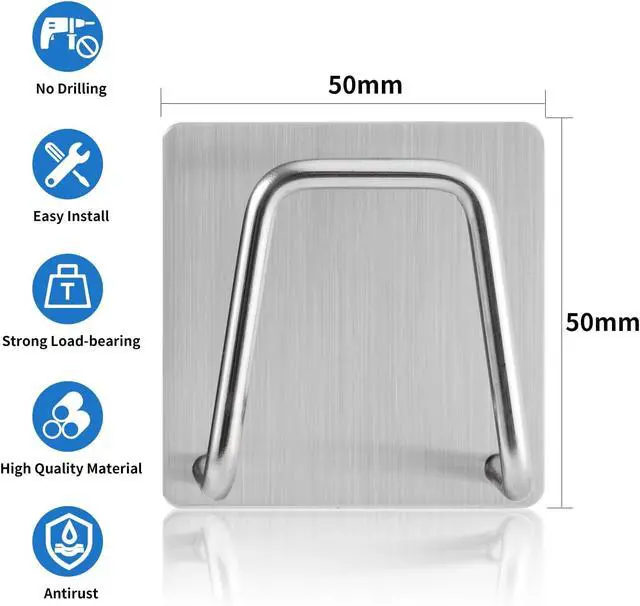 Alt view image 2 of 7 - Adhesive Sponge Holder for Kitchen Sink, SUS304 Stainless Steel Scrubber Hanger Sink Caddy Accessories Storage Drain Rack Stand for Scratch Scrub Dishcloth Dishrag Steel Wool Strainer Stopper