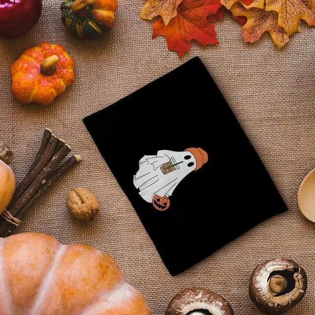 Alt view image 6 of 7 - Halloween Kitchen Towels, Ghost Decorative Fall Hand Towels for Kitchen, Goth Fall Dish Towel Dishcloths Tea Towel for Bathroom, Gothic Halloween Pumpkin KitchenBathroom Decor, Black 16x24in