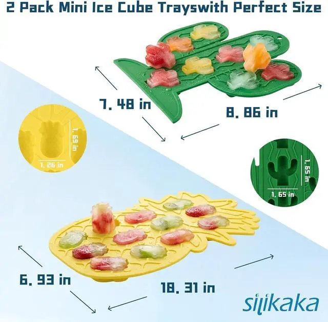 Alt view image 2 of 7 - UNIQUE ICE CUBE TRAYS FoodGrade Silicone Two Pineapple Cacti Ice Tray Easy To Demold Suitable For Cocktails Mojitos Whiskeys And Juices (Single Color)