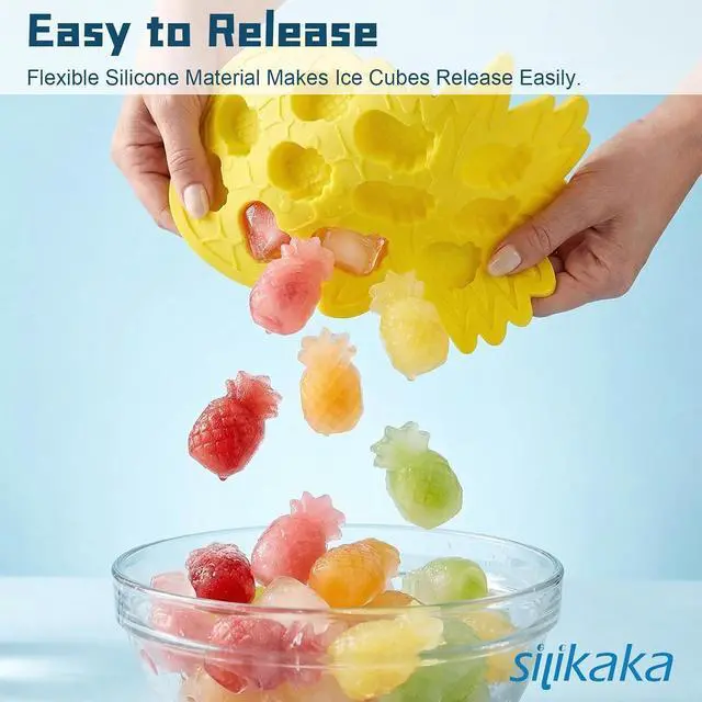 Alt view image 4 of 7 - UNIQUE ICE CUBE TRAYS FoodGrade Silicone Two Pineapple Cacti Ice Tray Easy To Demold Suitable For Cocktails Mojitos Whiskeys And Juices (Single Color)