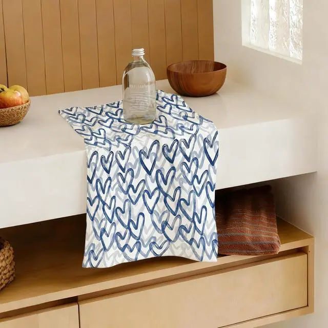 Alt view image 6 of 6 - Navy Blue Heart Valentines Kitchen Towels Decorative, Trendy Preppy Blue Valentine's Day Hand Tea Towels for Bathroom Kitchen, Valentine Dish Towel Dishcloth, 16x24 Inch