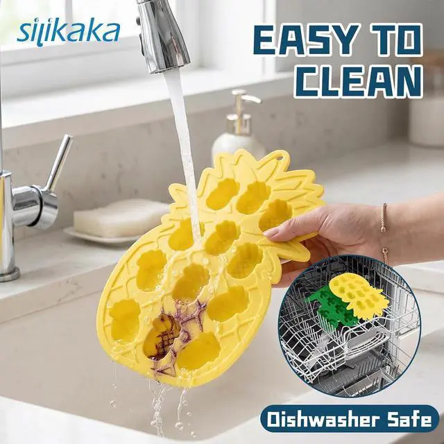 Alt view image 5 of 7 - UNIQUE ICE CUBE TRAYS FoodGrade Silicone Two Pineapple Cacti Ice Tray Easy To Demold Suitable For Cocktails Mojitos Whiskeys And Juices (Single Color)