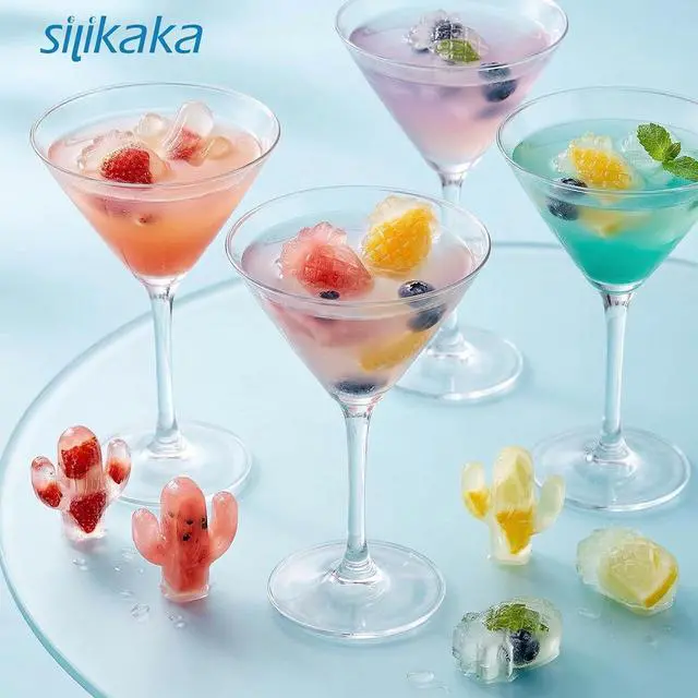 Alt view image 6 of 7 - UNIQUE ICE CUBE TRAYS FoodGrade Silicone Two Pineapple Cacti Ice Tray Easy To Demold Suitable For Cocktails Mojitos Whiskeys And Juices (Single Color)