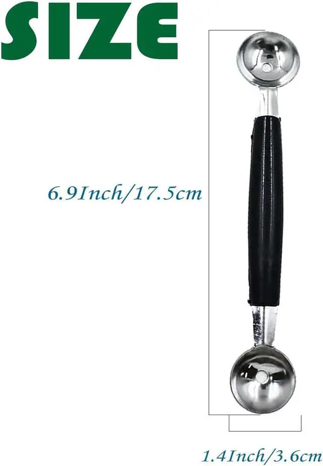 Alt view image 2 of 6 - 4 Pack Double Ended Headed Fruit Icecream Ball Spoon,Stainless Steel Melon Baller,Smooth Round Melon Balls Melon Scoop for Watermelon/Ice Cream/Fruits/Sorbet/Meatball