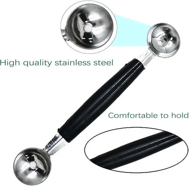Alt view image 3 of 6 - 4 Pack Double Ended Headed Fruit Icecream Ball Spoon,Stainless Steel Melon Baller,Smooth Round Melon Balls Melon Scoop for Watermelon/Ice Cream/Fruits/Sorbet/Meatball
