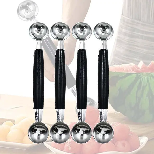 Alt view image 6 of 6 - 4 Pack Double Ended Headed Fruit Icecream Ball Spoon,Stainless Steel Melon Baller,Smooth Round Melon Balls Melon Scoop for Watermelon/Ice Cream/Fruits/Sorbet/Meatball