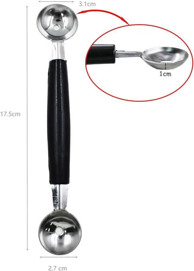 Alt view image 4 of 6 - 2 Pack Double Ended Headed Fruit Icecream Ball Spoon,Stainless Steel Melon Baller,Smooth Round Melon Balls Melon Scoop for Watermelon/Ice Cream/Fruits/Sorbet/Meatball