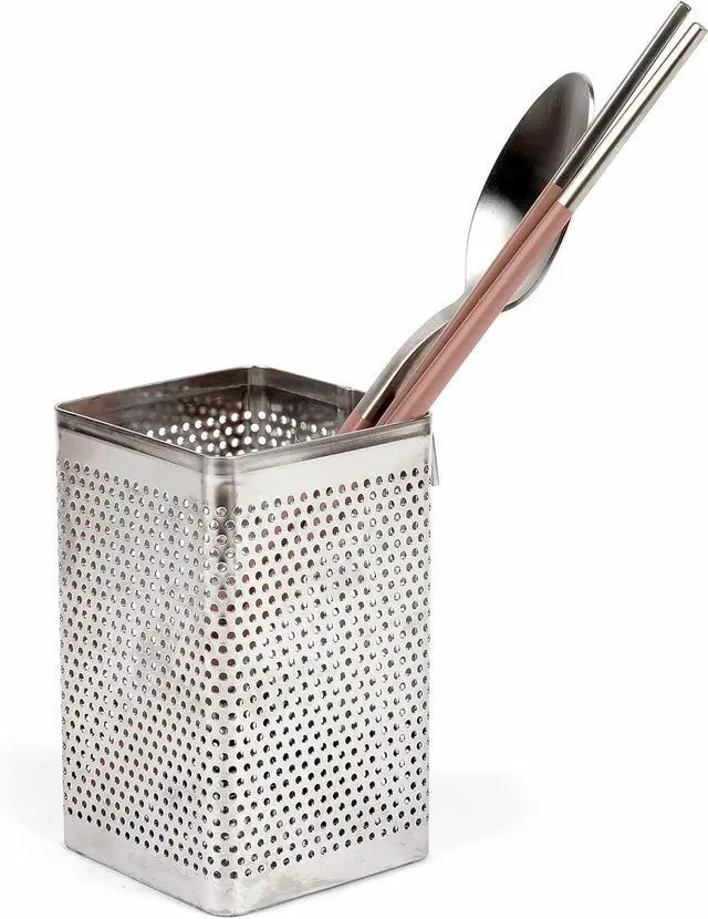 Main image of LENITH Kitchen Utensil Chopsticks Perforated Holder with Hooks - Stainless Steel Storage for Organizer Dishwasher Safe (Small Square)