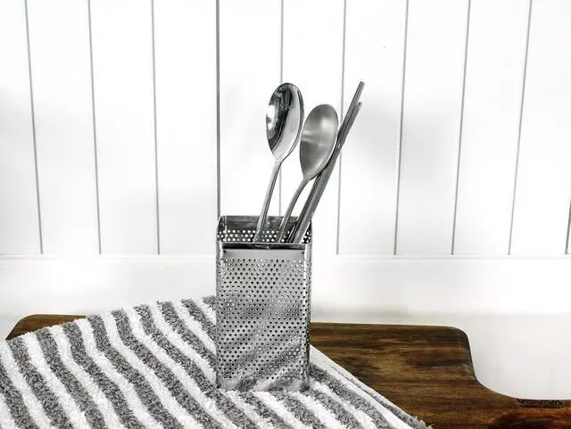 Alt view image 4 of 7 - LENITH Kitchen Utensil Chopsticks Perforated Holder with Hooks - Stainless Steel Storage for Organizer Dishwasher Safe (Small Square)