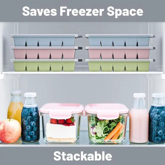 Alt view image 5 of 7 - Silicone Ice Cube Tray 2 Pack - EASY RELEASE ice cube tray with lid, BPA Free Ice Cubes Trays for Freezer,ice cube mold for Cocktail,Whiskey (Green)