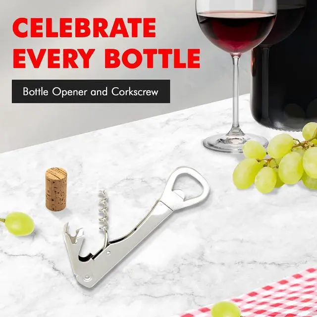 Alt view image 2 of 7 - Chef Craft Select Bottle Opener and Corkscrew, 5.5 inches in length, Nickle Plated