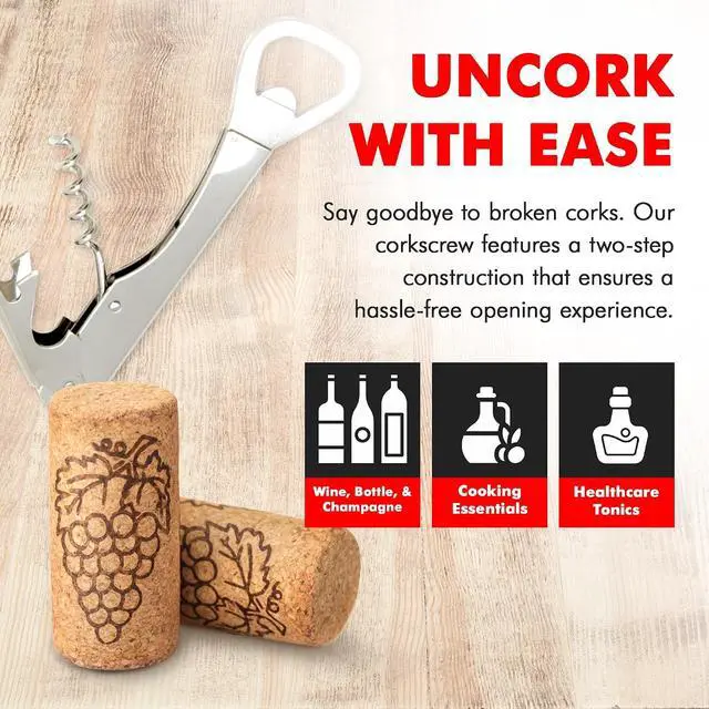 Alt view image 3 of 7 - Chef Craft Select Bottle Opener and Corkscrew, 5.5 inches in length, Nickle Plated