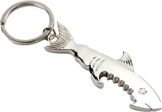 Main image of TOPASION Creative Metal Corkscrew Shark Beer Bottle Opener Keychain Pendant