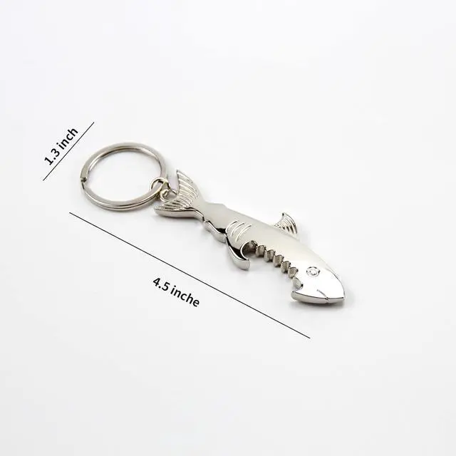 Alt view image 2 of 3 - TOPASION Creative Metal Corkscrew Shark Beer Bottle Opener Keychain Pendant