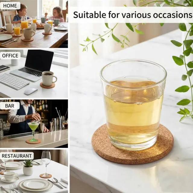 Alt view image 5 of 7 - Tebery 20 Pack Cork Coasters Round, 3.9" Bar Coasters for Drinks Thick, Reusable Coaster Table Protectors for Coffee Mugs, Bulk DIY Craft Cork Circles for Home Kitchen Office, 1/5" Thick