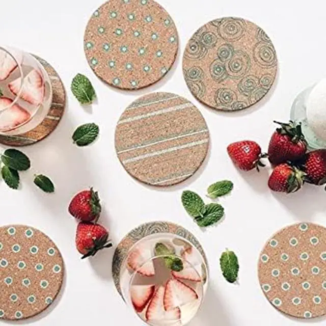 Alt view image 7 of 7 - Tebery 20 Pack Cork Coasters Round, 3.9" Bar Coasters for Drinks Thick, Reusable Coaster Table Protectors for Coffee Mugs, Bulk DIY Craft Cork Circles for Home Kitchen Office, 1/5" Thick