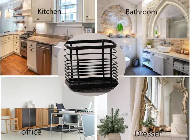 Alt view image 3 of 7 - Utensil Holder, Stainless Steel Utensil Drying RackWire Utensil Holder for Kitchen Counter, Silverware Cutlery Flatware Holder Forks, Knives, Spoons Organizer (Black)