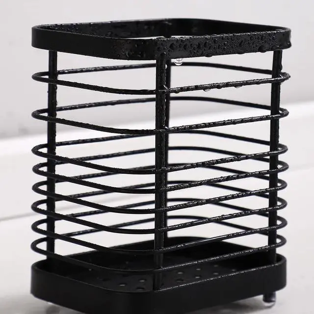 Alt view image 7 of 7 - Utensil Holder, Stainless Steel Utensil Drying RackWire Utensil Holder for Kitchen Counter, Silverware Cutlery Flatware Holder Forks, Knives, Spoons Organizer (Black)