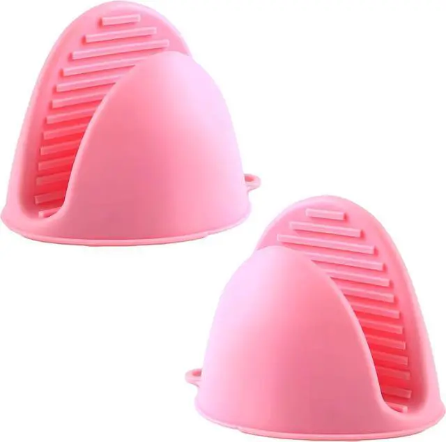 Main image of 1 Pair Pink,Mini Silicone Oven Gloves, Mini Finger Protector Pot Holder for Kitchen,Cooking,Baking,BBQHeat Resistant Glovescan be Washed in the Dishwasher