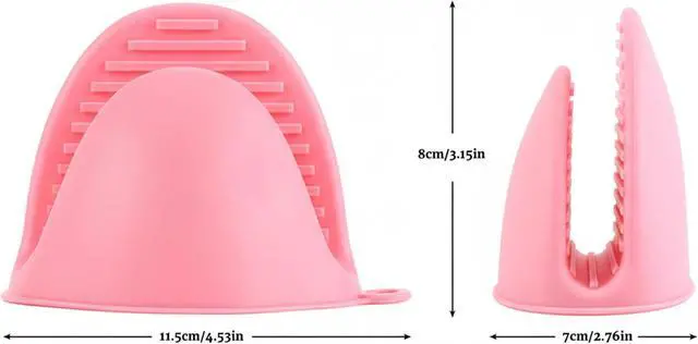 Alt view image 2 of 7 - 1 Pair Pink,Mini Silicone Oven Gloves, Mini Finger Protector Pot Holder for Kitchen,Cooking,Baking,BBQHeat Resistant Glovescan be Washed in the Dishwasher