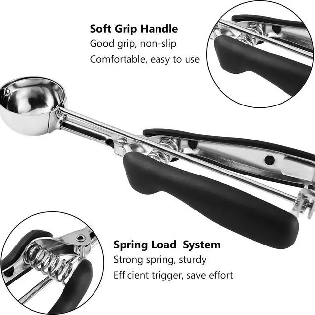 Alt view image 4 of 7 - JUNADAEL J Medium Cookie Scoop, 2 Tablespoon Cookie Scoops for Baking, Cookie Dough Scoop, Spring-Loaded, Comfortable Grip, Non-Slip, For Making Cookies Muffin Cupcake Pancake Ice Cream Meatball