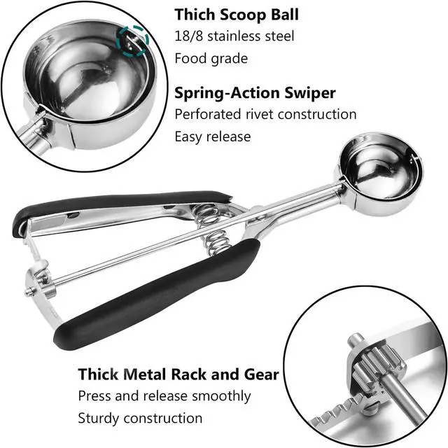 Alt view image 5 of 7 - JUNADAEL J Medium Cookie Scoop, 2 Tablespoon Cookie Scoops for Baking, Cookie Dough Scoop, Spring-Loaded, Comfortable Grip, Non-Slip, For Making Cookies Muffin Cupcake Pancake Ice Cream Meatball