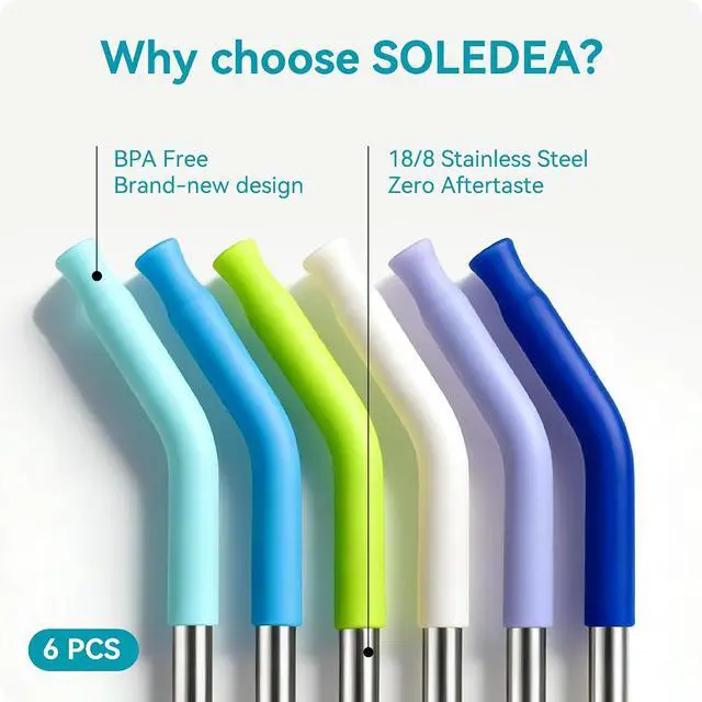 Alt view image 3 of 7 - 40 oz Straight Metal Straws for 40 oz Stanley Tumbler | 6 Pcs Stainless Steel Reusable Drinking Straw with Colourful Silicone Tips,Straw for Glass Cups, BPA FREE