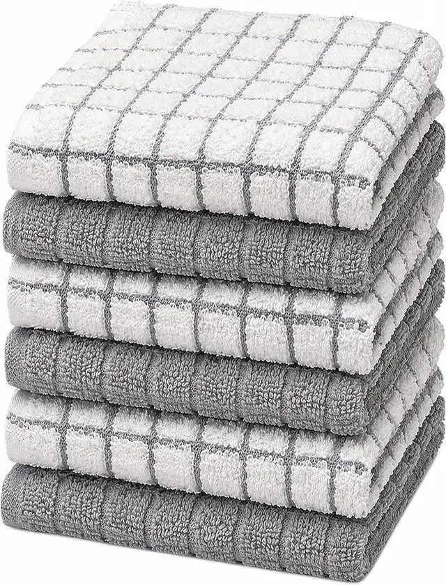 Main image of Bumble Dish Cloths (6-Pack), 100% Cotton Kitchen Towels, 12"x12" - Gray | 405 GSM | Soft, Highly Absorbent & Durable Dish Towels for Kitchen