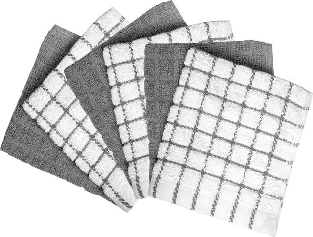 Alt view image 2 of 7 - Bumble Dish Cloths (6-Pack), 100% Cotton Kitchen Towels, 12"x12" - Gray | 405 GSM | Soft, Highly Absorbent & Durable Dish Towels for Kitchen
