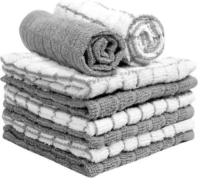 Alt view image 4 of 7 - Bumble Dish Cloths (6-Pack), 100% Cotton Kitchen Towels, 12"x12" - Gray | 405 GSM | Soft, Highly Absorbent & Durable Dish Towels for Kitchen